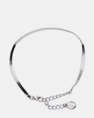 HERRINGBONE CHAIN ANKLET SET SILVER