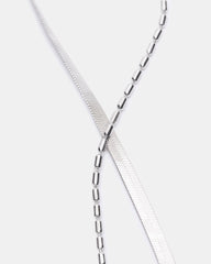 HERRINGBONE CHAIN ANKLET SET SILVER