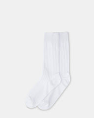 RIBBED CREW SOCKS WHITE