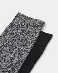FALL 2 PACK MARLED KNEE HIGH SOCKS BLACK