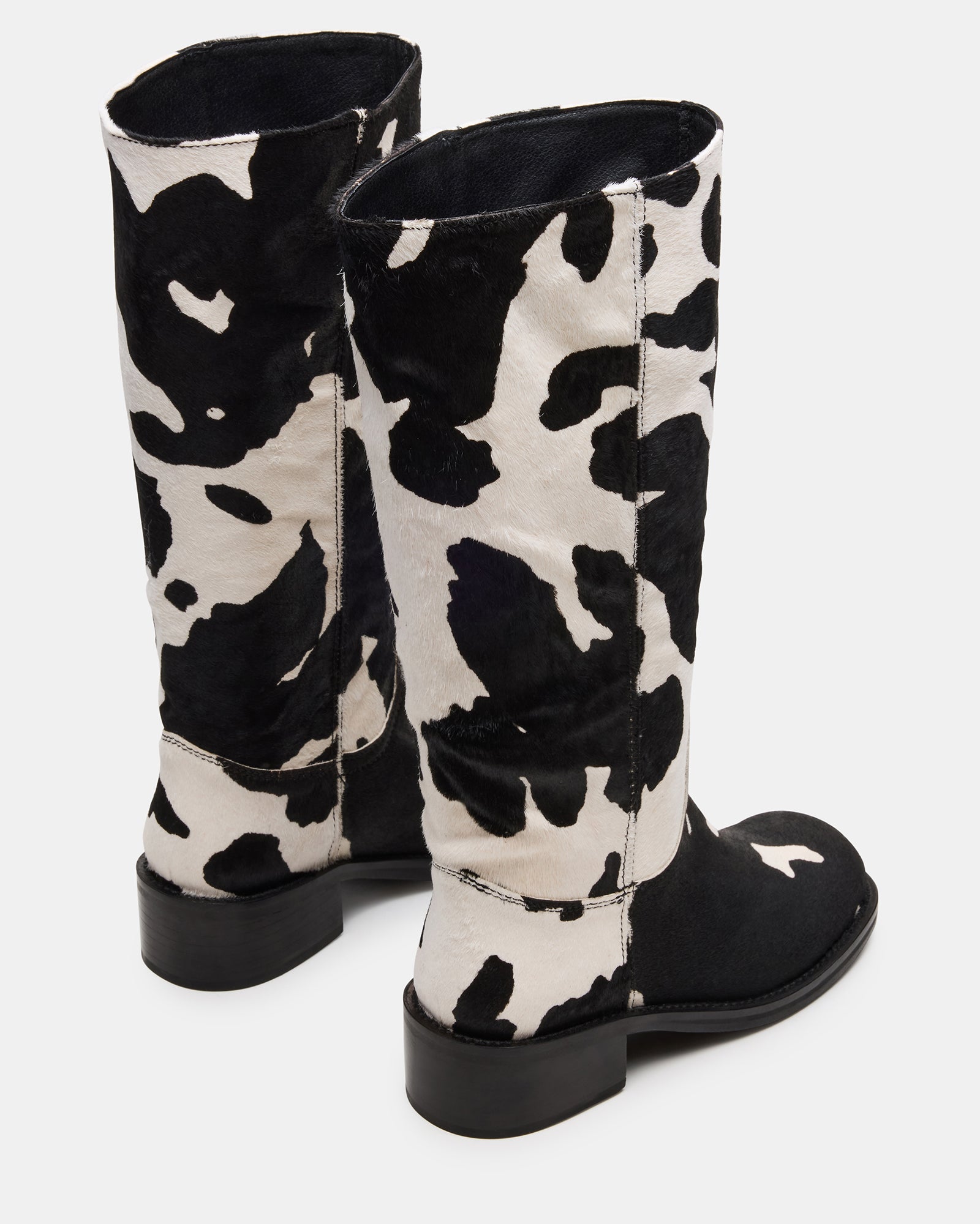 RIGGS BLACK COW PRINT WIDE CALF - BLACK WHITE / 6.0W / 34 - SM REBOOTED