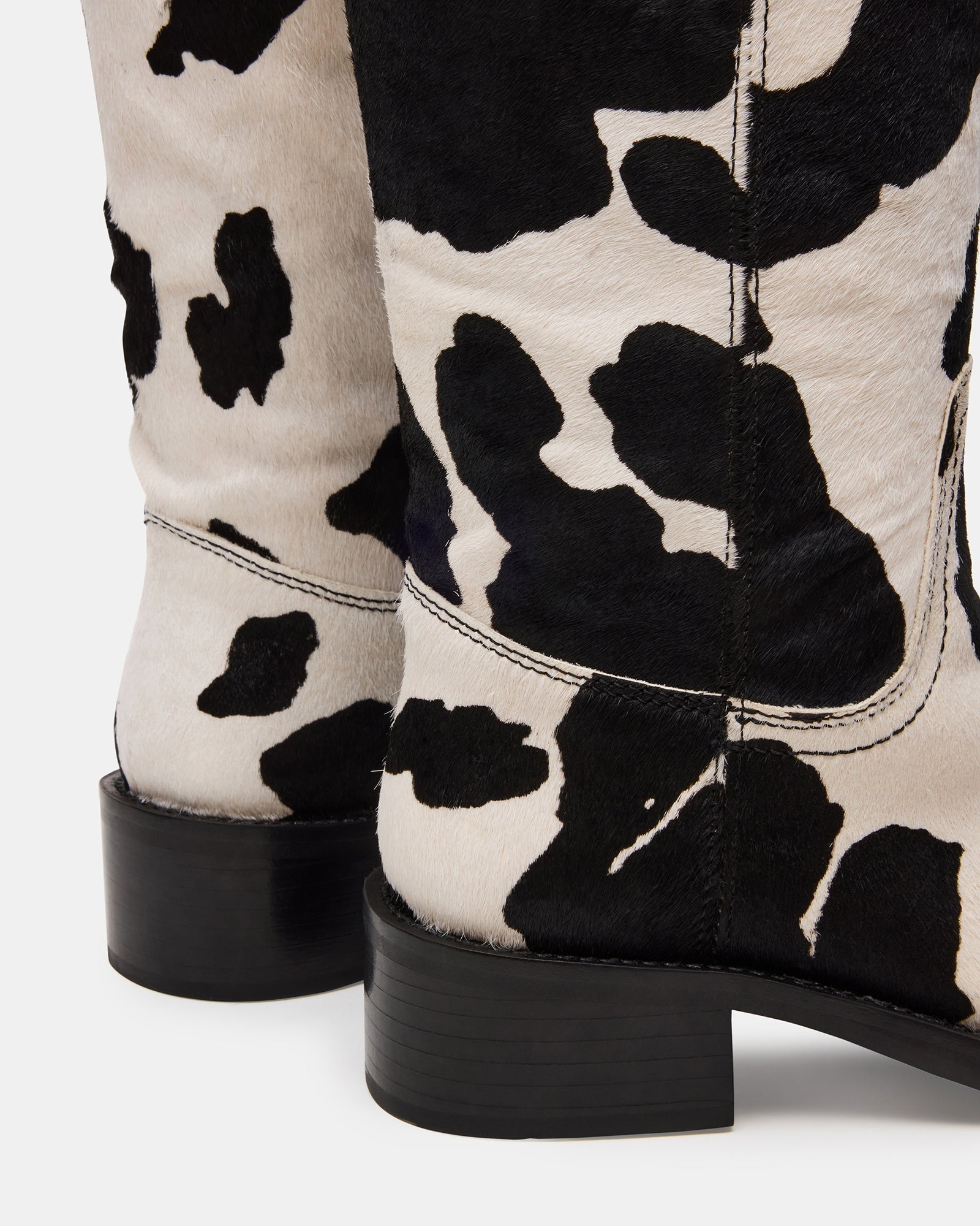 RIGGS BLACK COW PRINT WIDE CALF - BLACK WHITE / 6.0W / 34 - SM REBOOTED